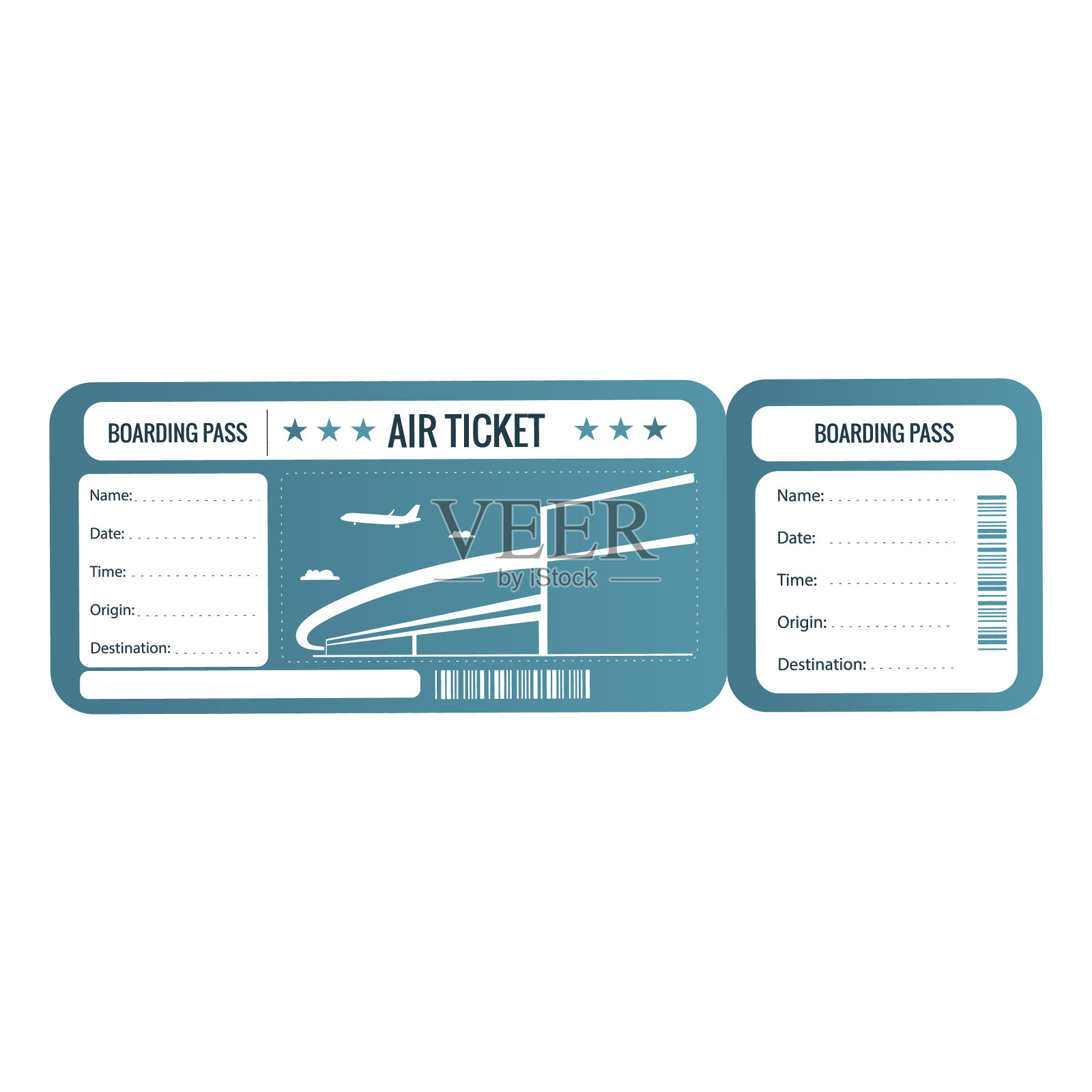 绿色登机牌机票插画图片素材