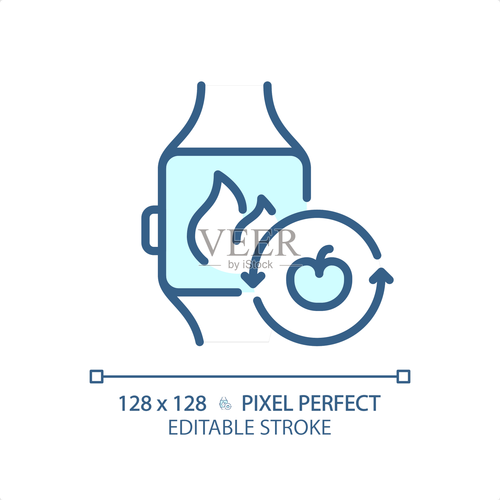 2d可定制细线蓝色智能手表与设计元素图片