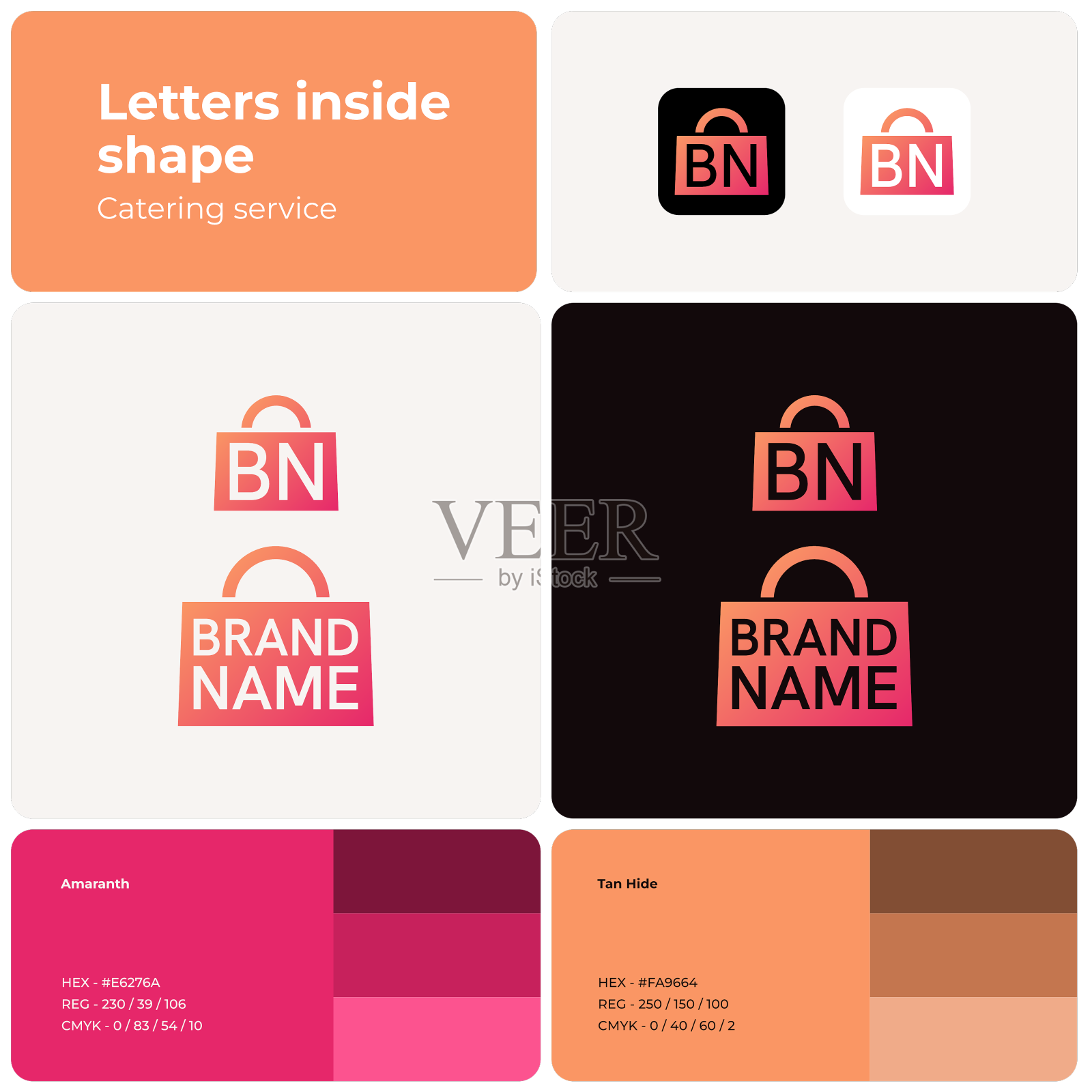 模板与细线购物袋标志设计元素图片