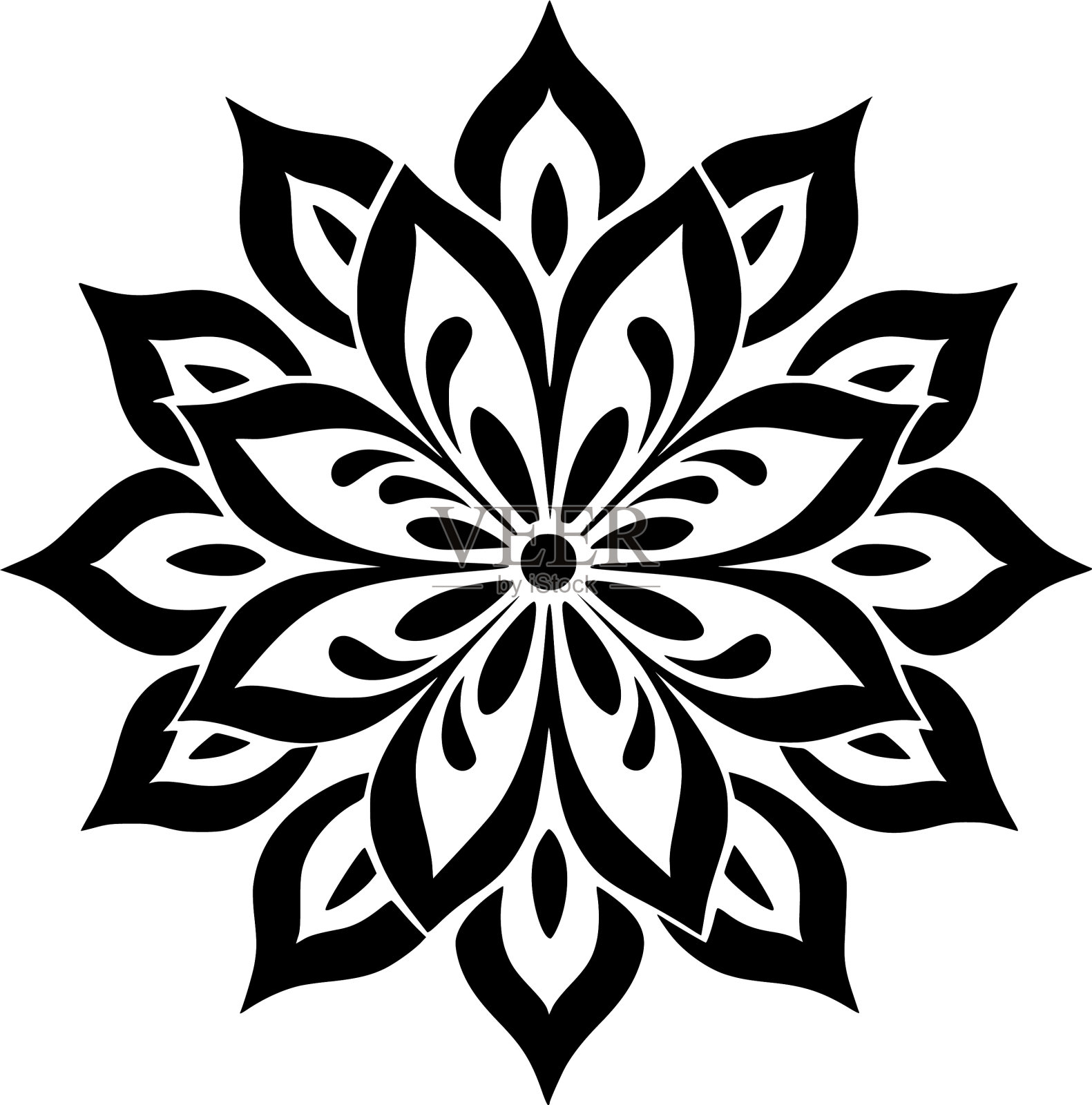 曼荼罗——黑白相间插画图片素材