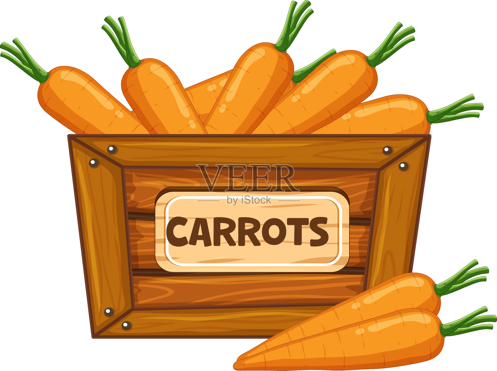 胡萝卜装在木盒里，上面有标语设计元素图片