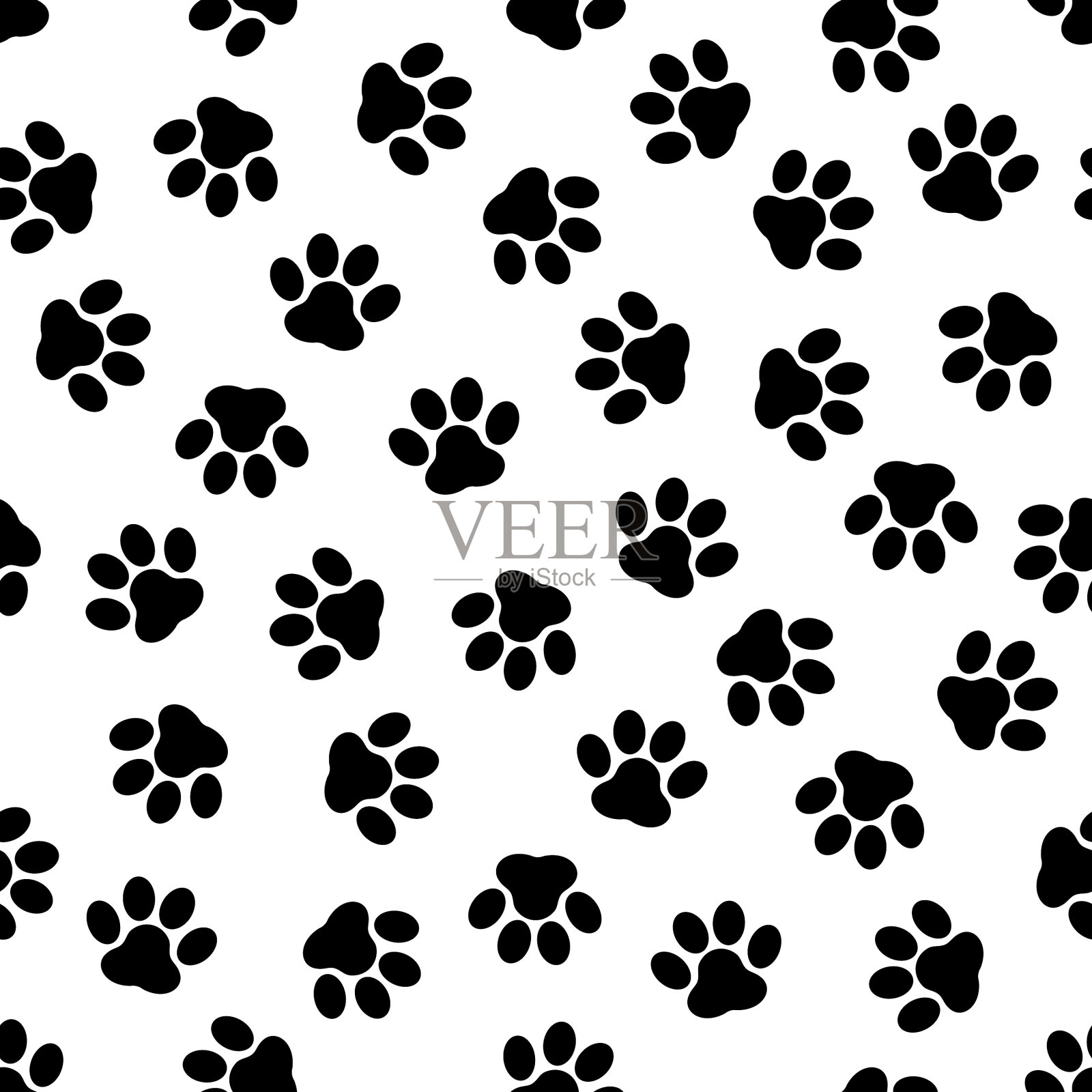 宠物脚印黑色花纹插画图片素材