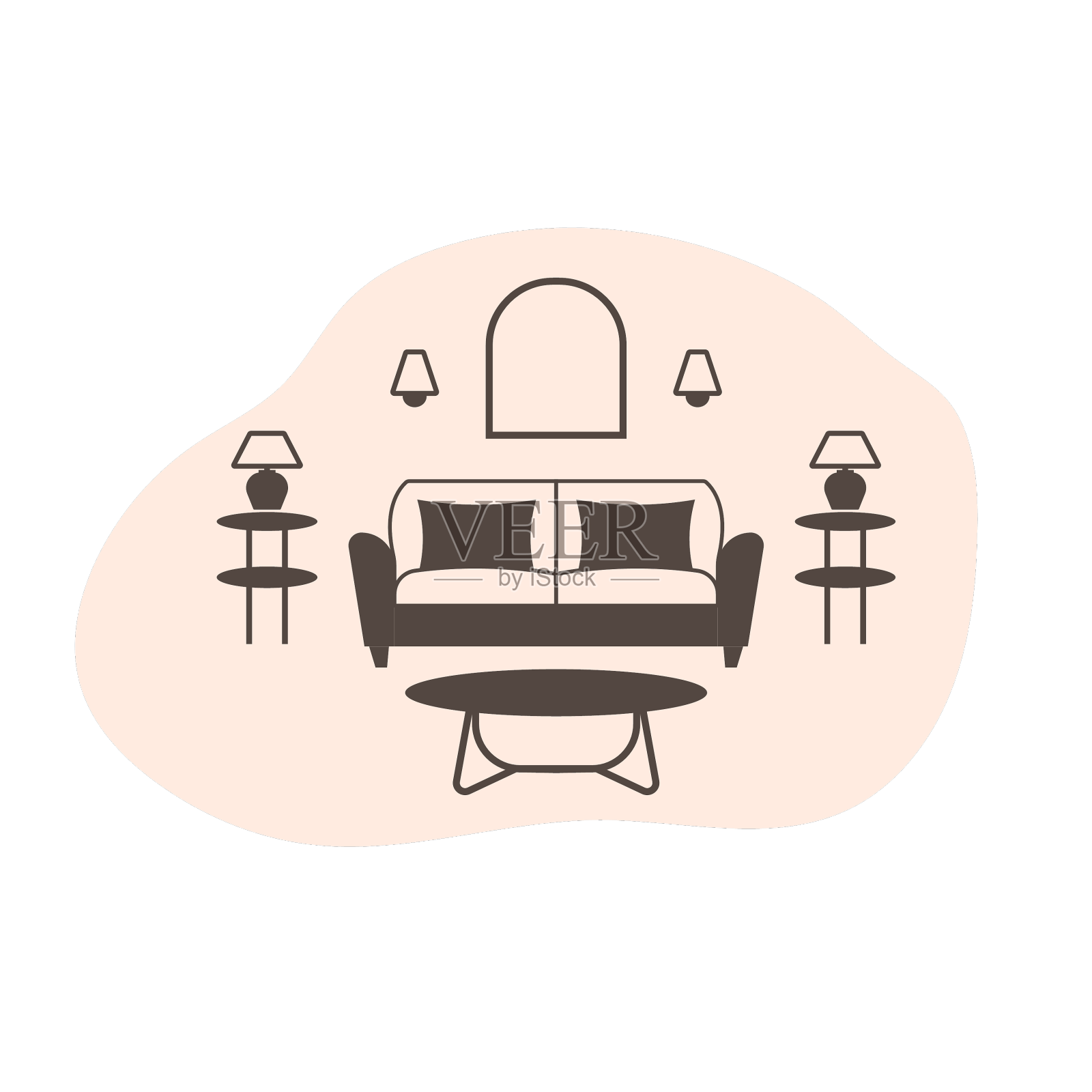 客厅室内平面图标设计元素图片