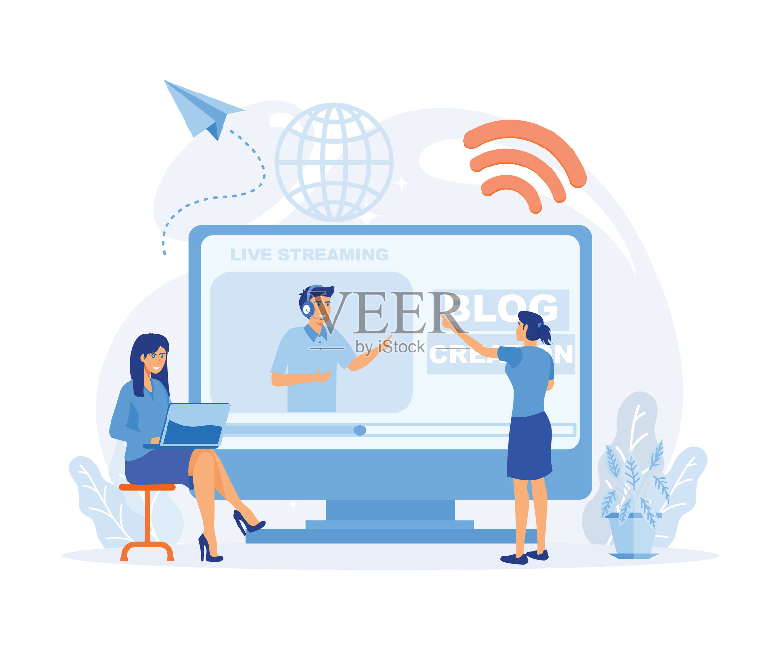 博客创建开始个人生活方式v日志插画图片素材