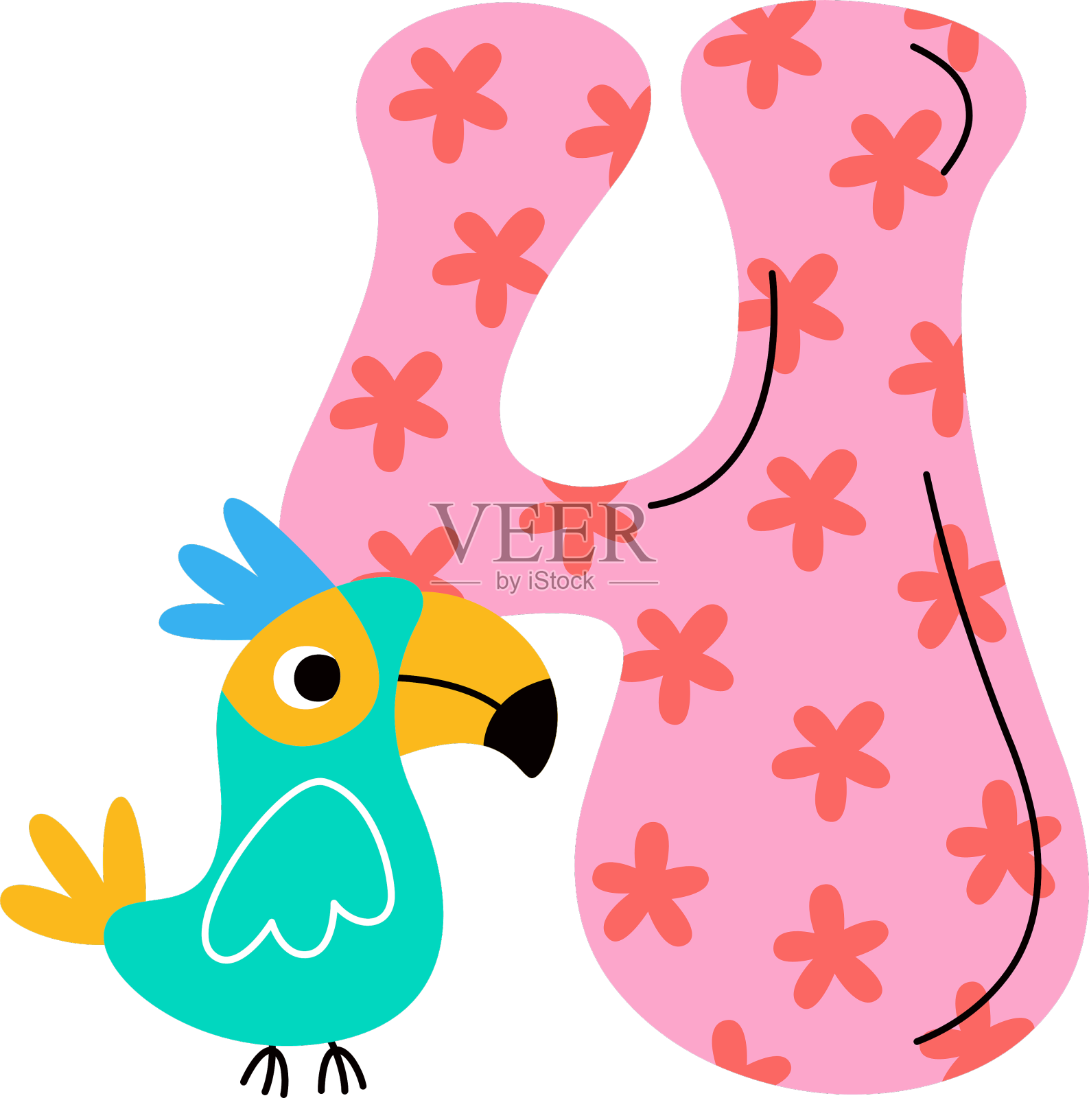 四位数配鹦鹉设计元素图片