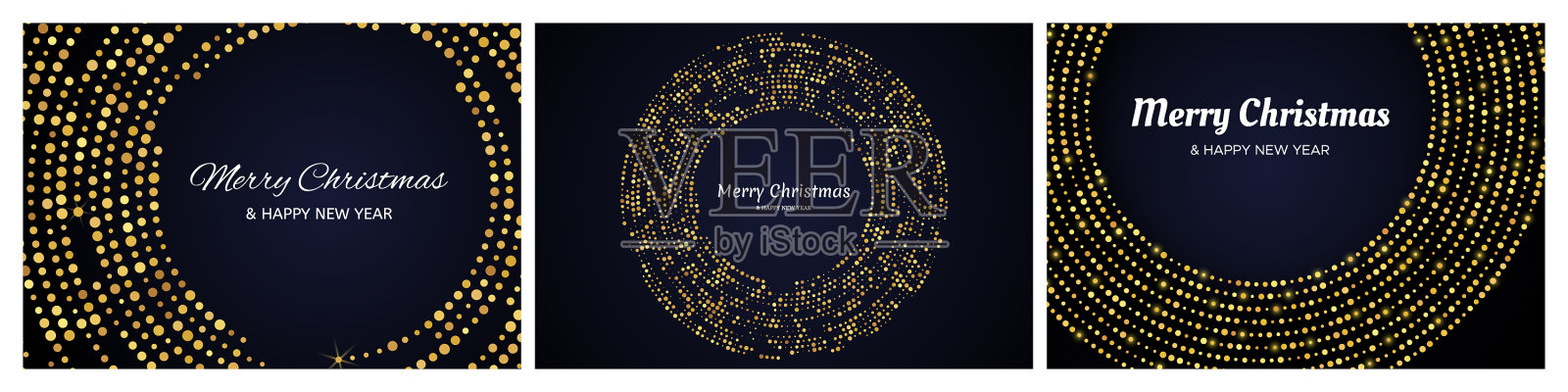 快乐的圣诞背景与黄金闪闪发光插画图片素材