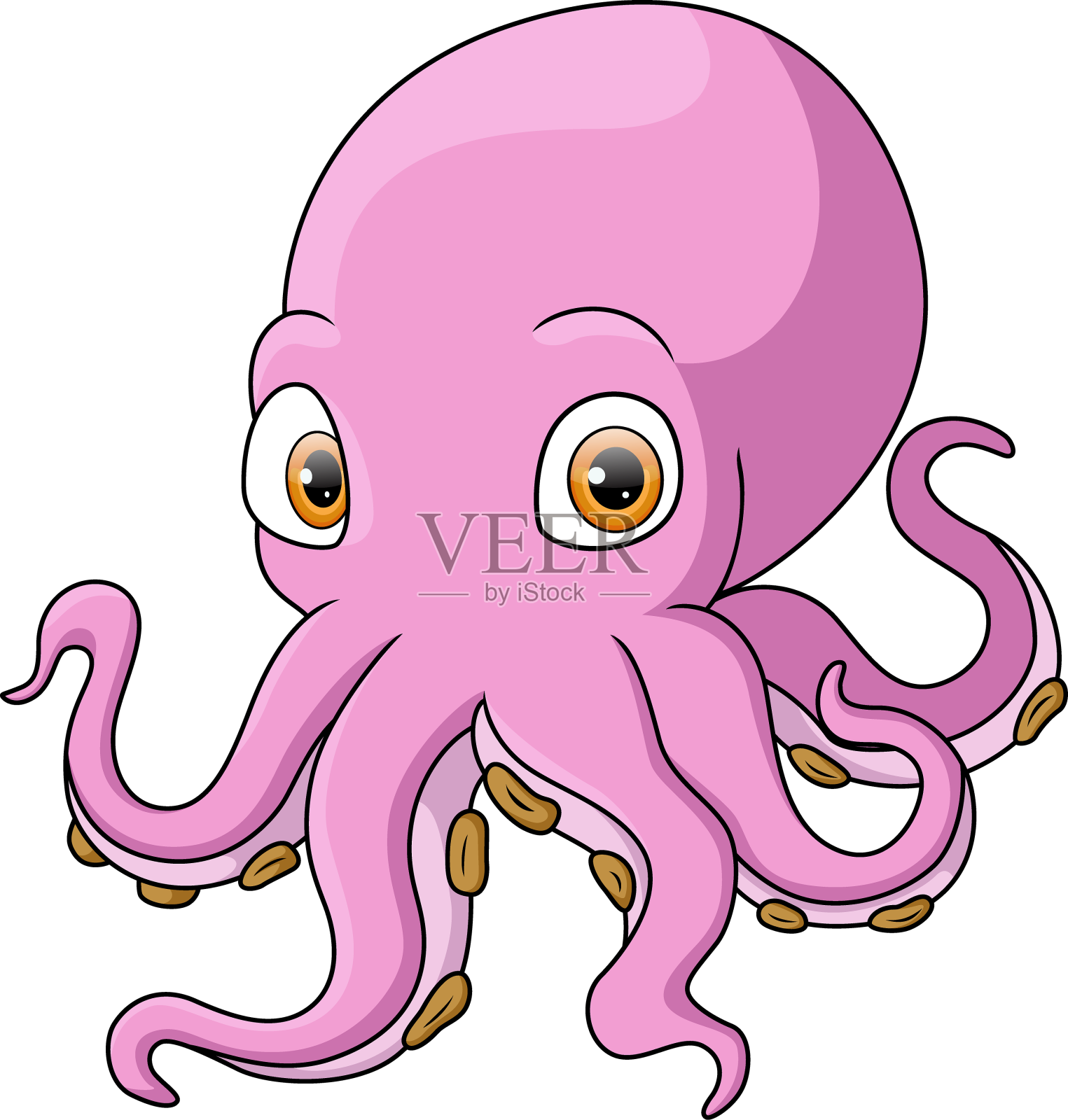 可爱的章鱼在白色的背景设计元素图片