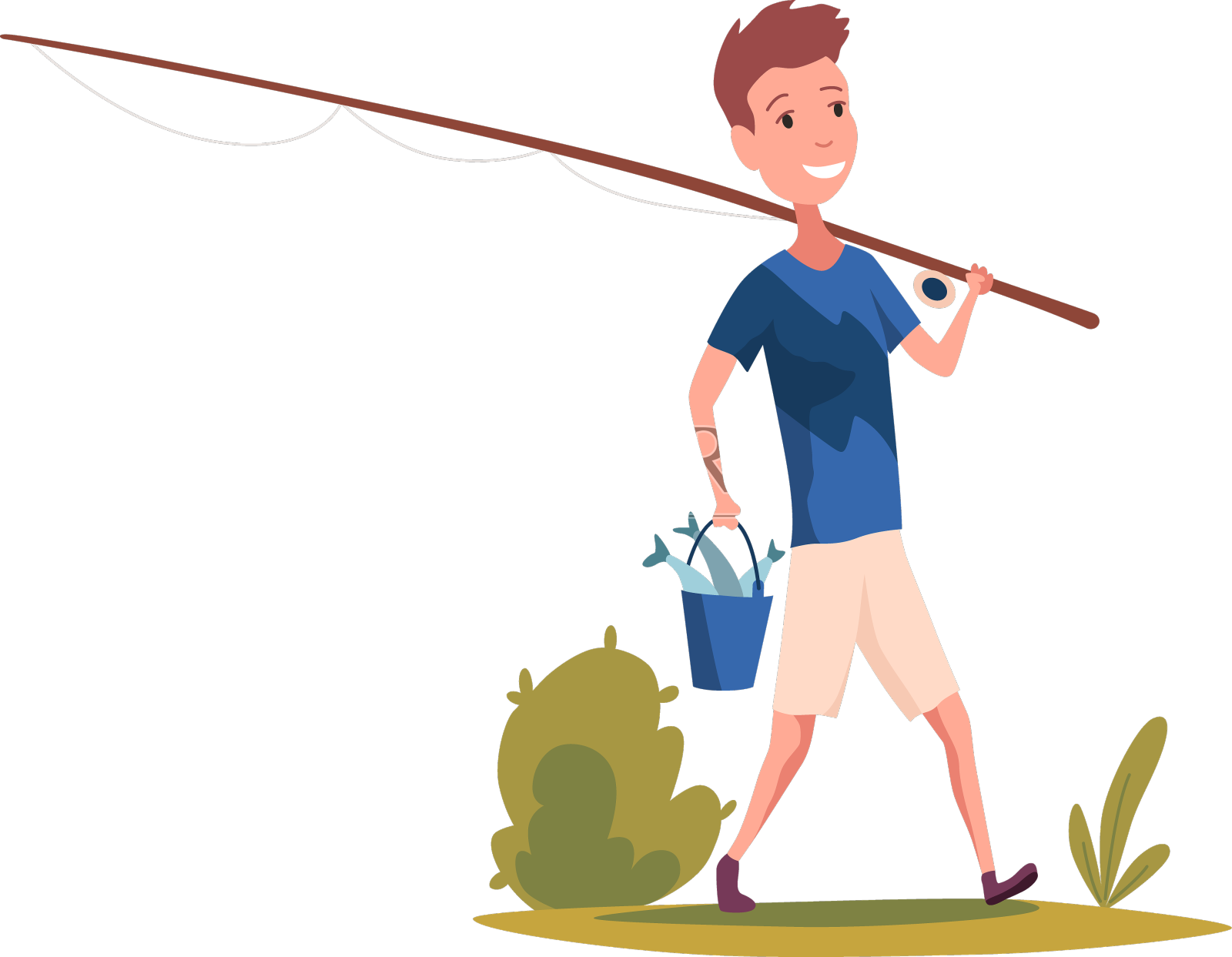 孩子钓鱼的图标小伙来自成功设计元素图片