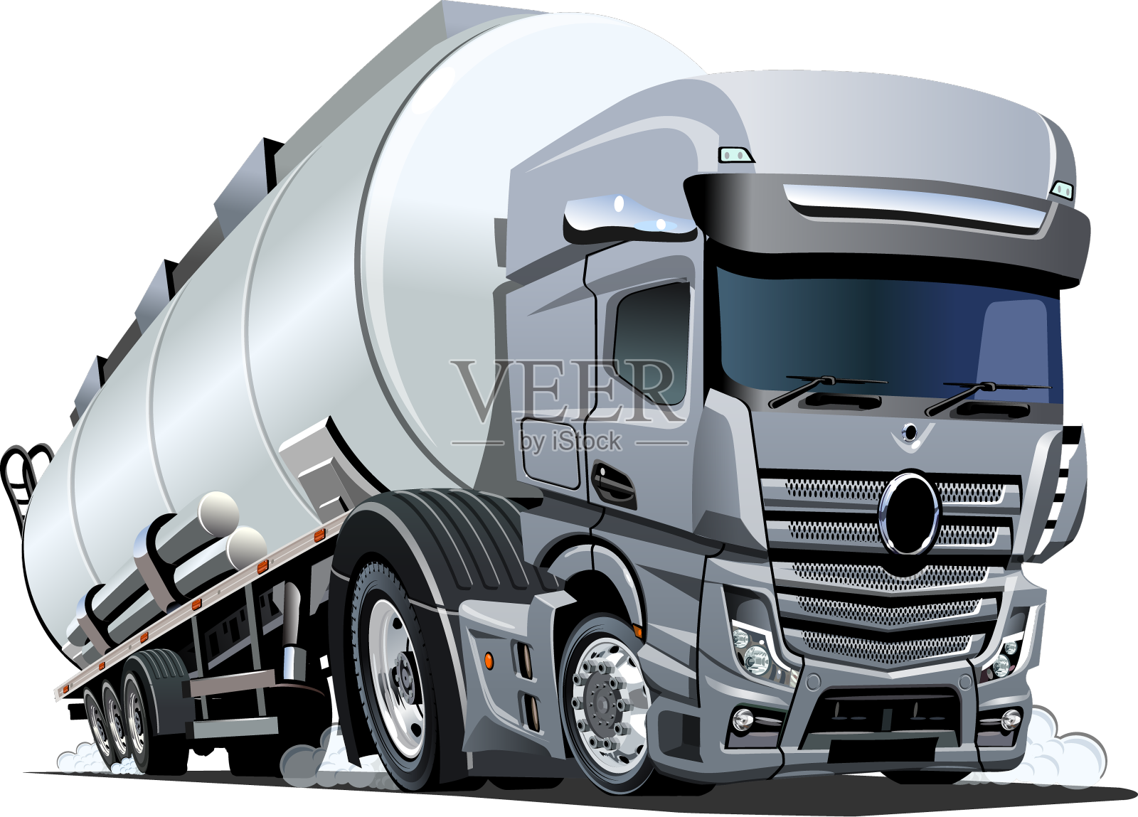 卡通半油罐车孤立在白色设计元素图片