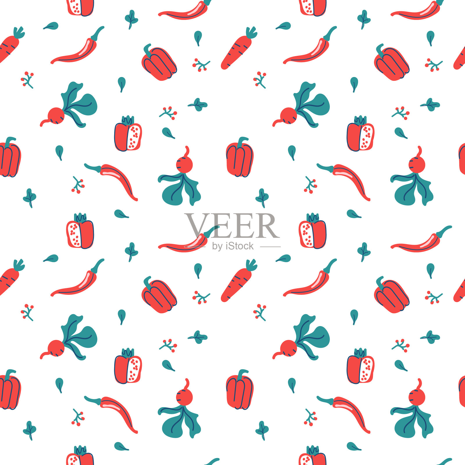 无缝的背景与各种水果和插画图片素材