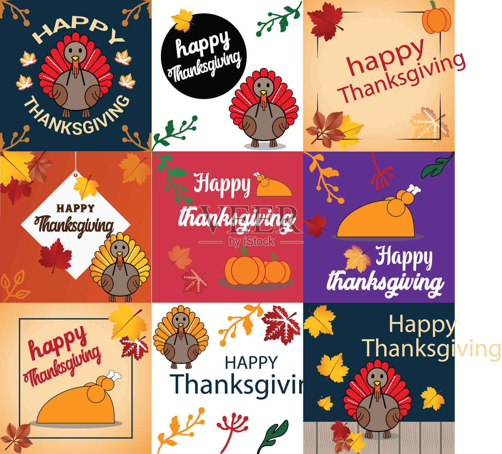 感恩节贺卡收藏插画图片素材