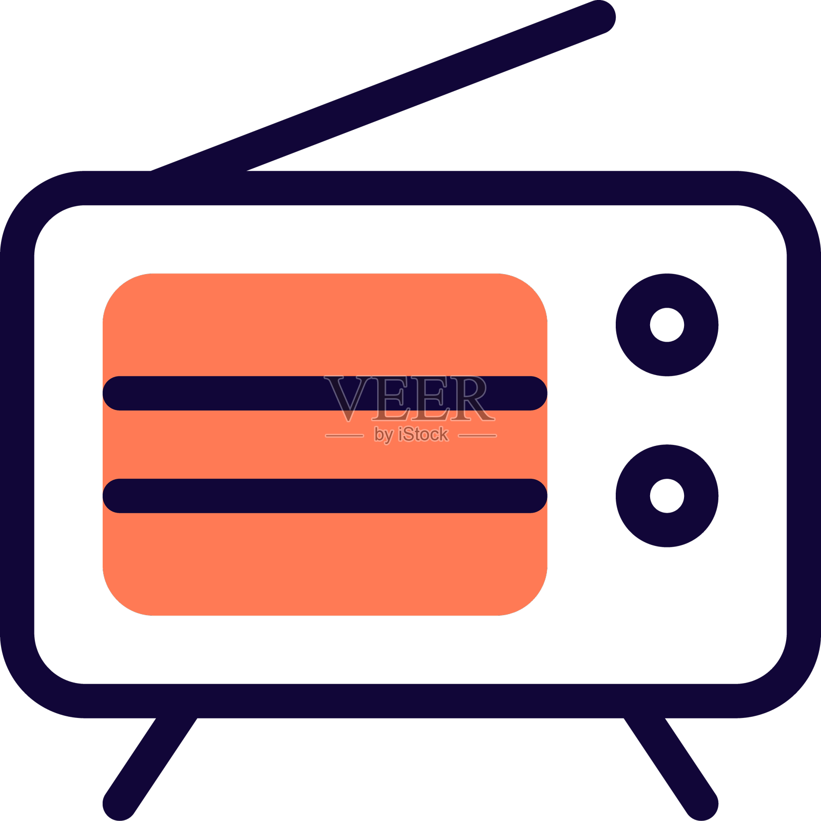 带有延伸天线的古董收音机设计元素图片