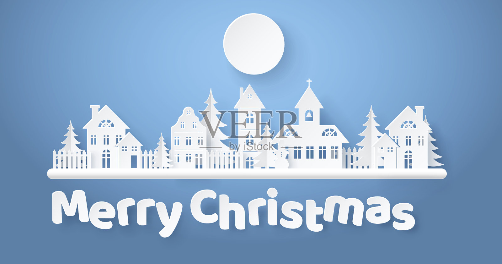 圣诞贺卡快乐，冬天下雪了插画图片素材