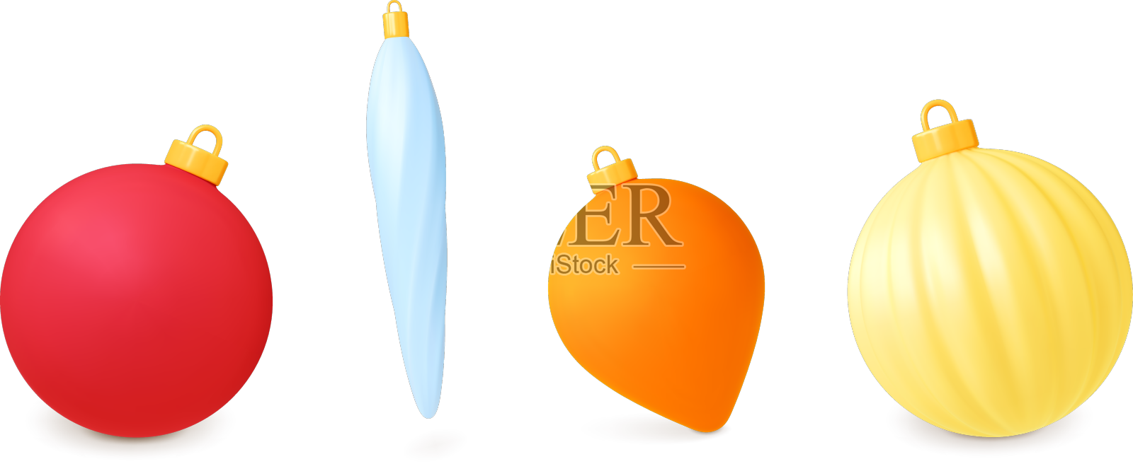 圣诞树3d球渲染新年玩具设计元素图片