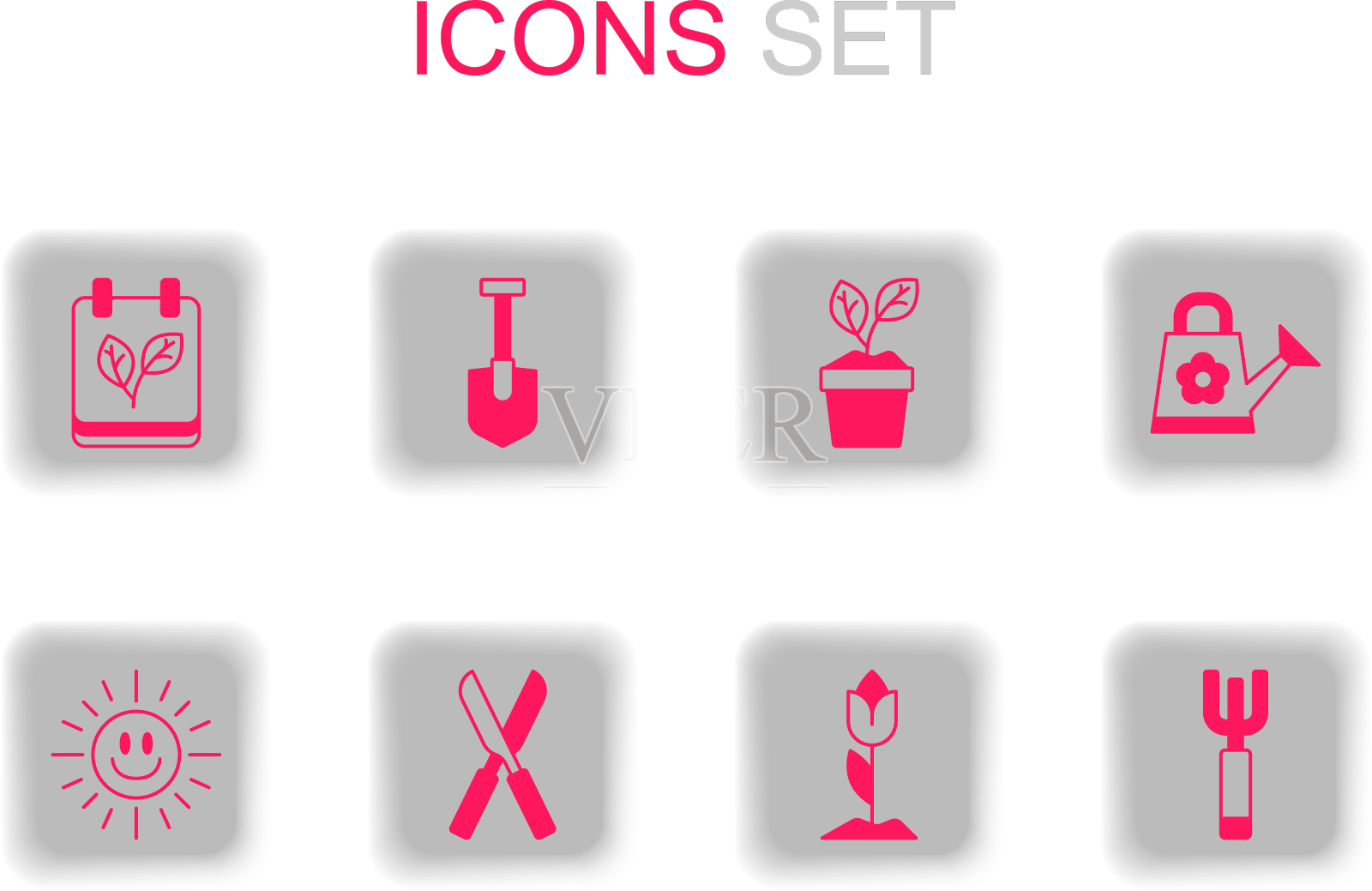 设置园艺剪刀铲日历设计元素图片