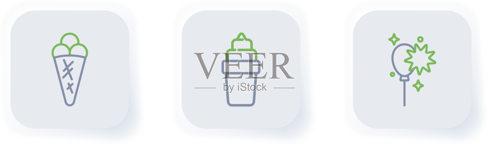 在华夫饼里放上带冰淇淋的线气球设计元素图片