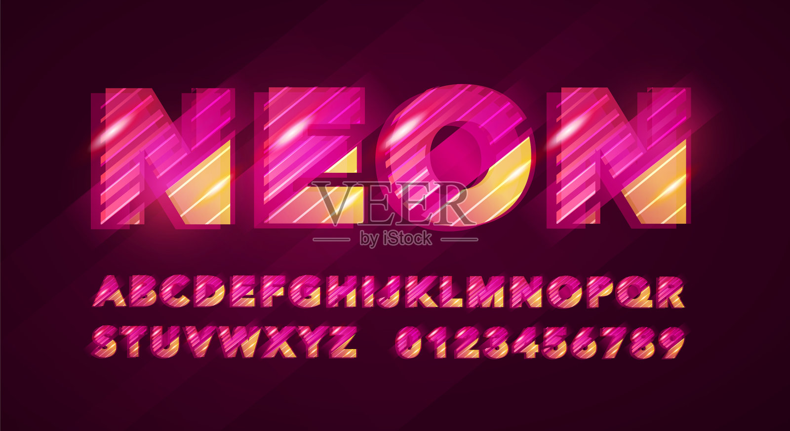 未来的双色霓虹字体插画图片素材