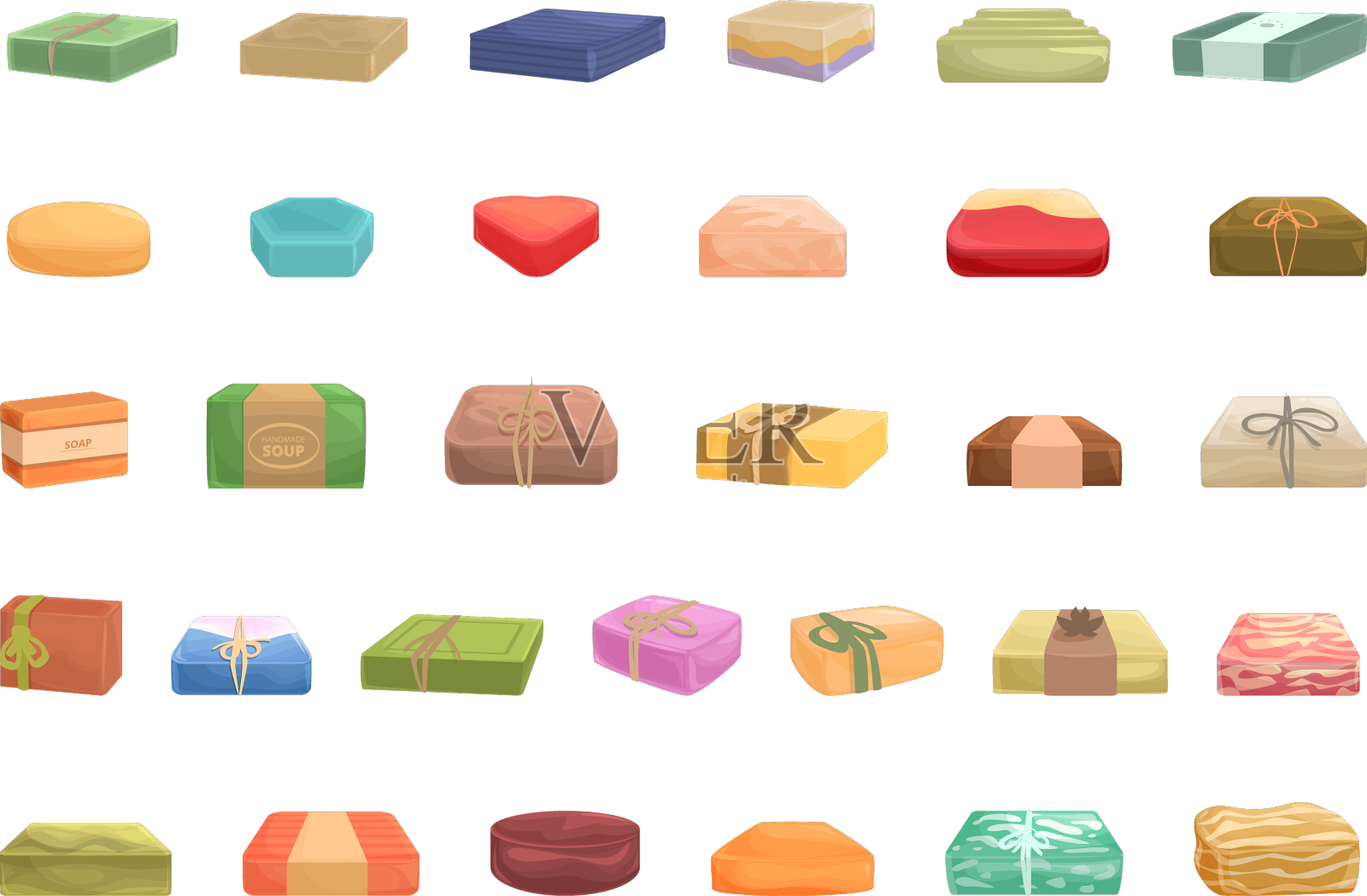 手工肥皂图标集卡通女人设计元素图片