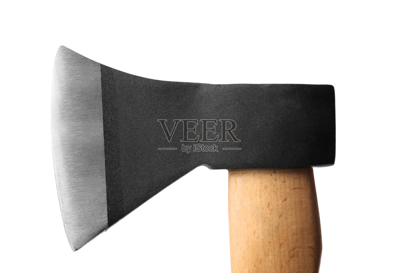 金属斧木制柄孤立在白色照片摄影图片