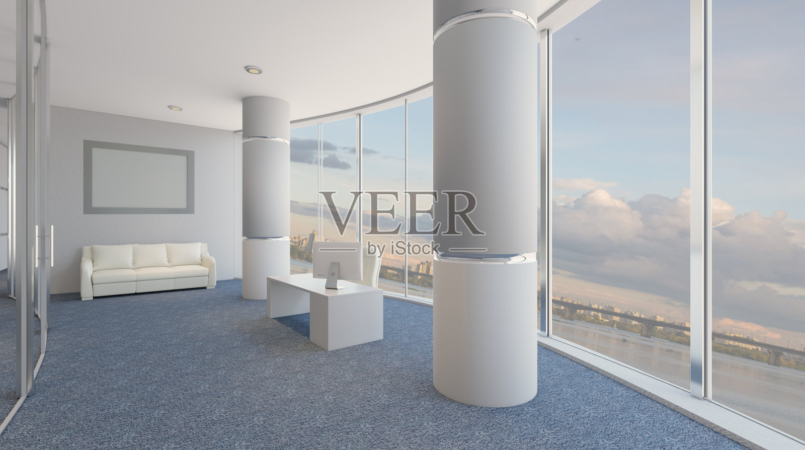 现代办公柜。3D渲染。会议室。模型。空的绘画照片摄影图片