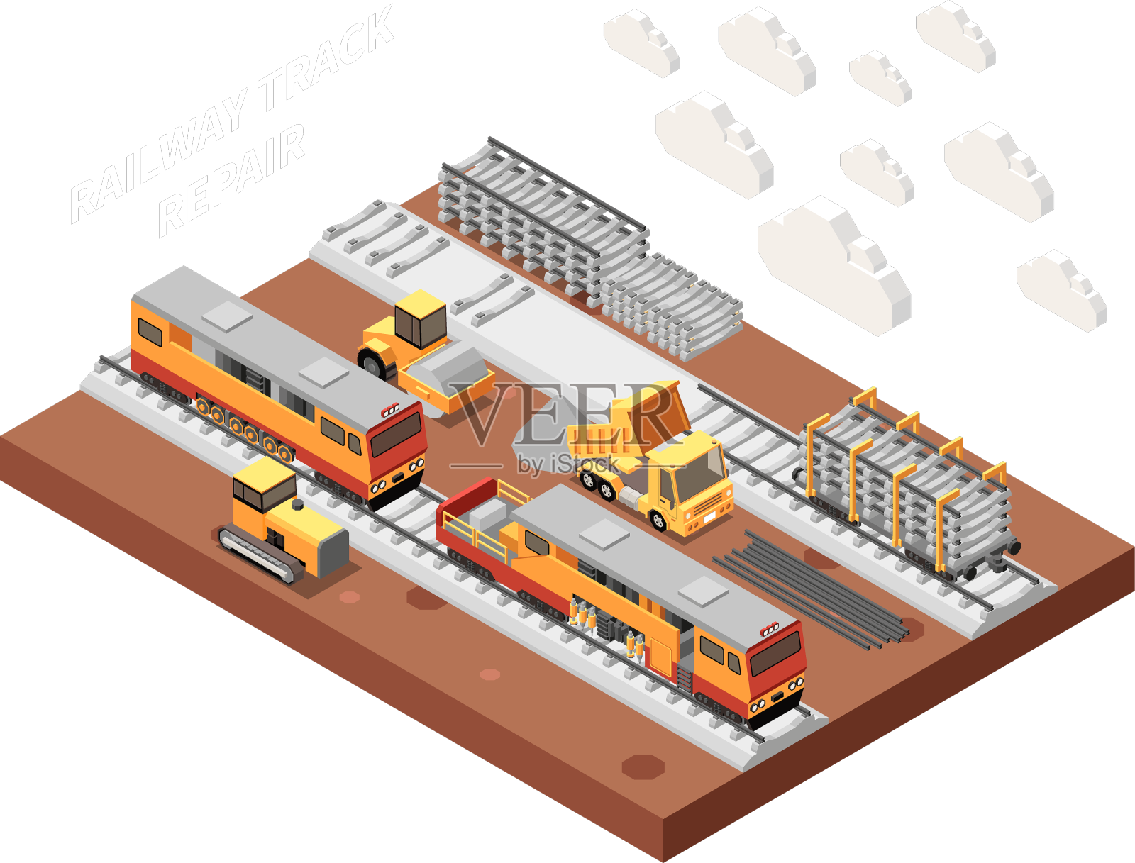 铁路维修组成设计元素图片