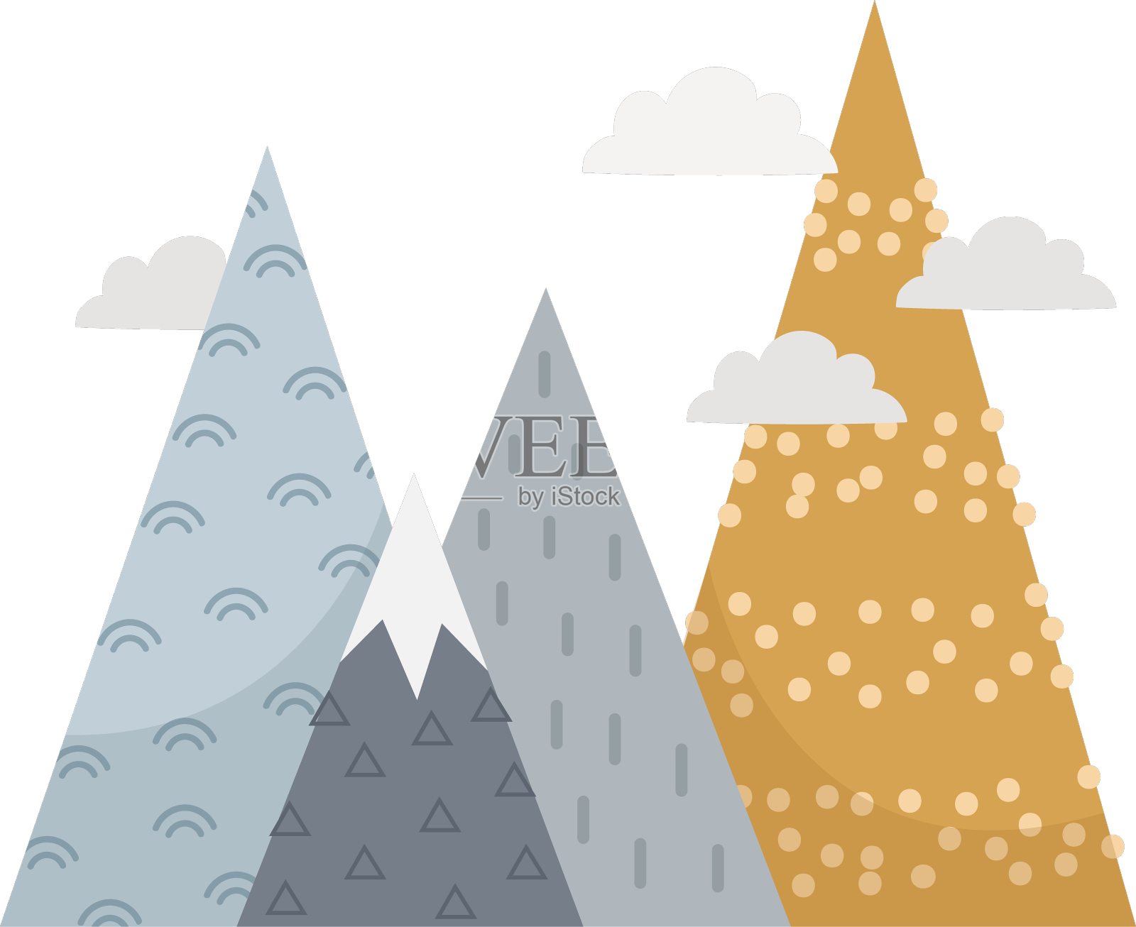 手绘山景设计元素图片