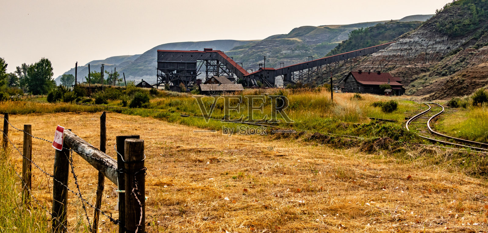 桥梁、建筑和国家历史遗址阿特拉斯煤矿，加拿大阿尔伯塔照片摄影图片