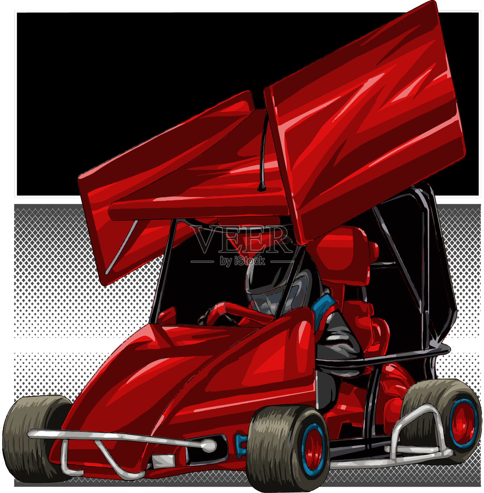 带有灰色条纹的红色加速赛车设计元素图片