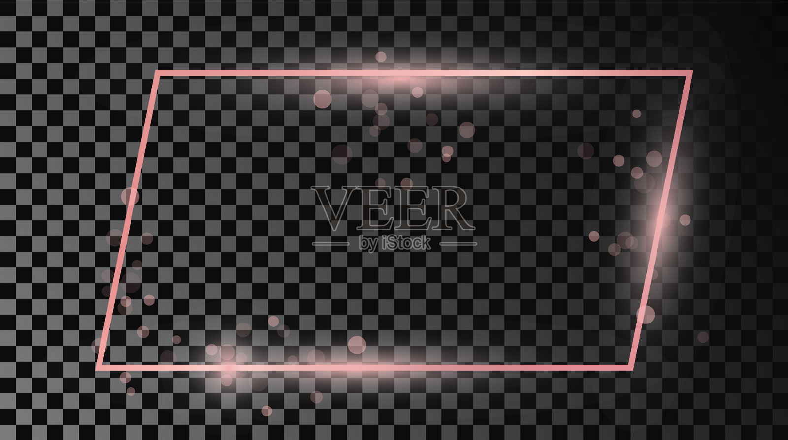 玫瑰金发光矩形形状框架插画图片素材