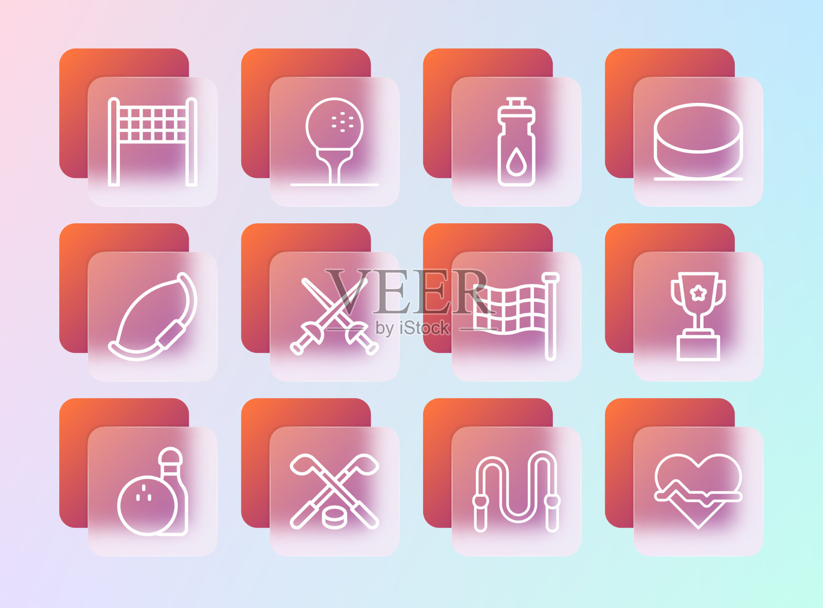 设置冰球线，冰棍和冰球插画图片素材