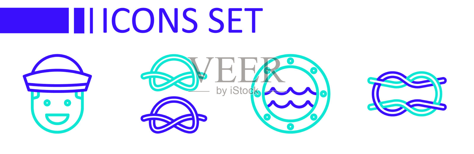 设绳结船舶舷窗和插画图片素材