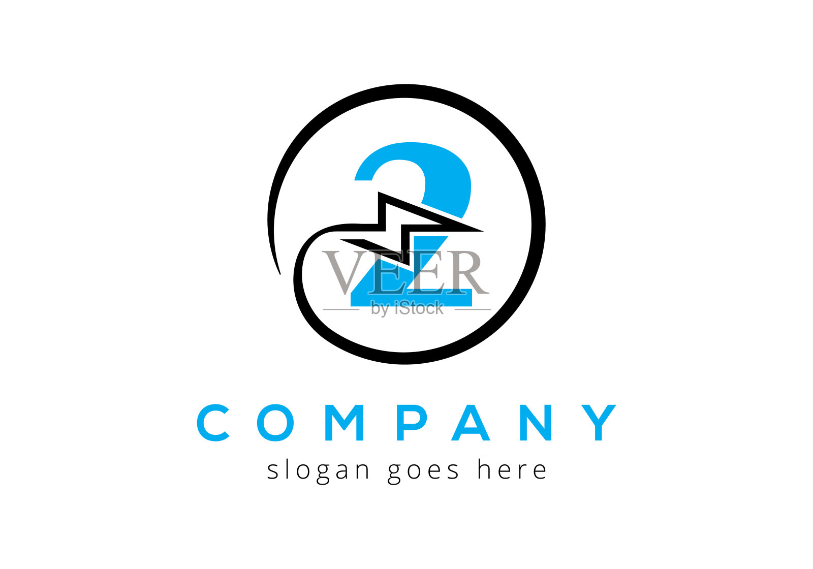 字母2闪电闪电标志设计矢量模板。插画图片素材