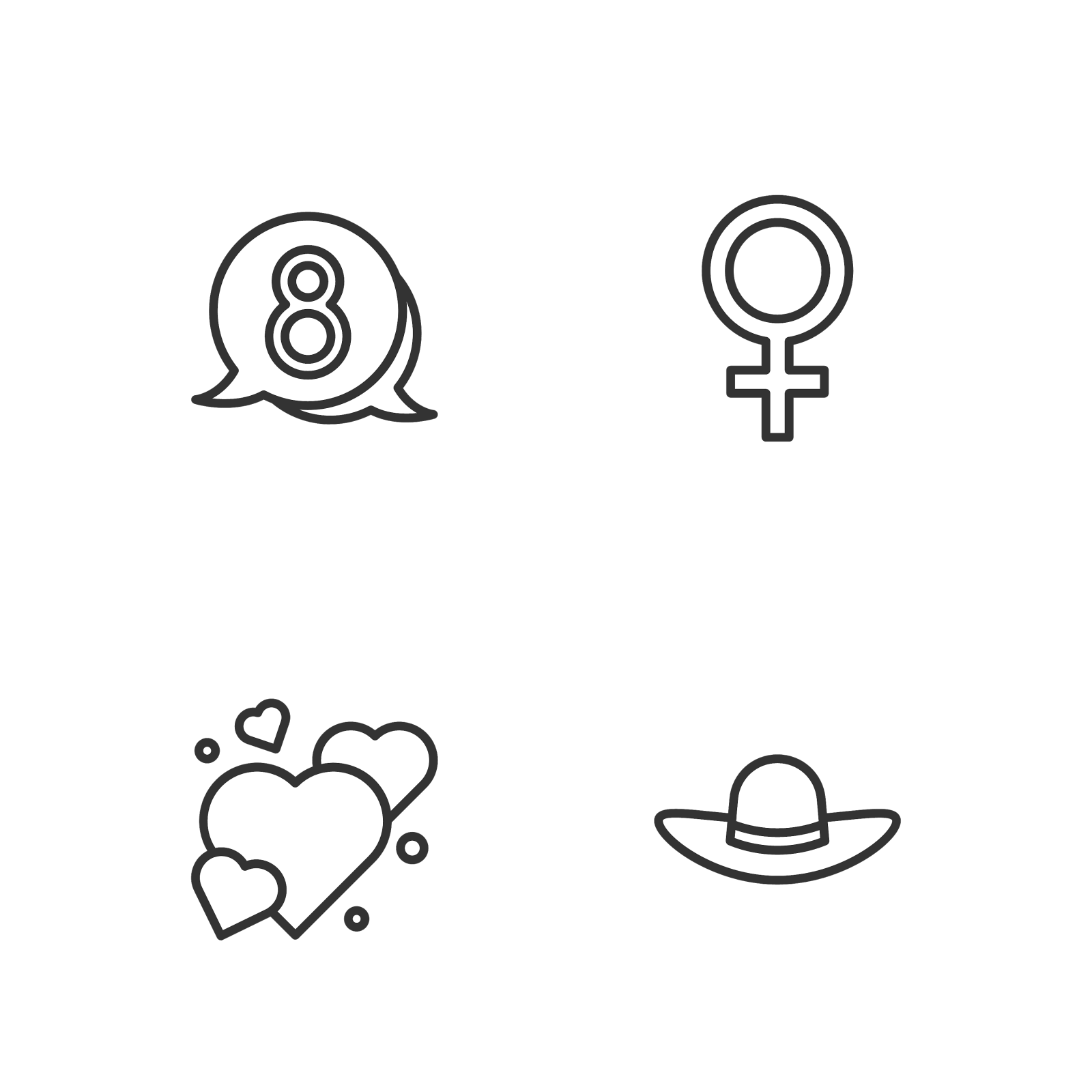 定行优雅女子帽心8三月在设计元素图片