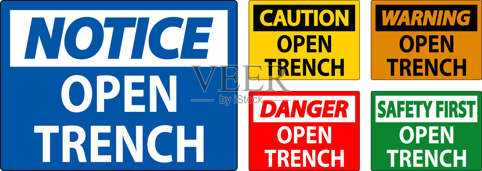 危险标志开沟插画图片素材