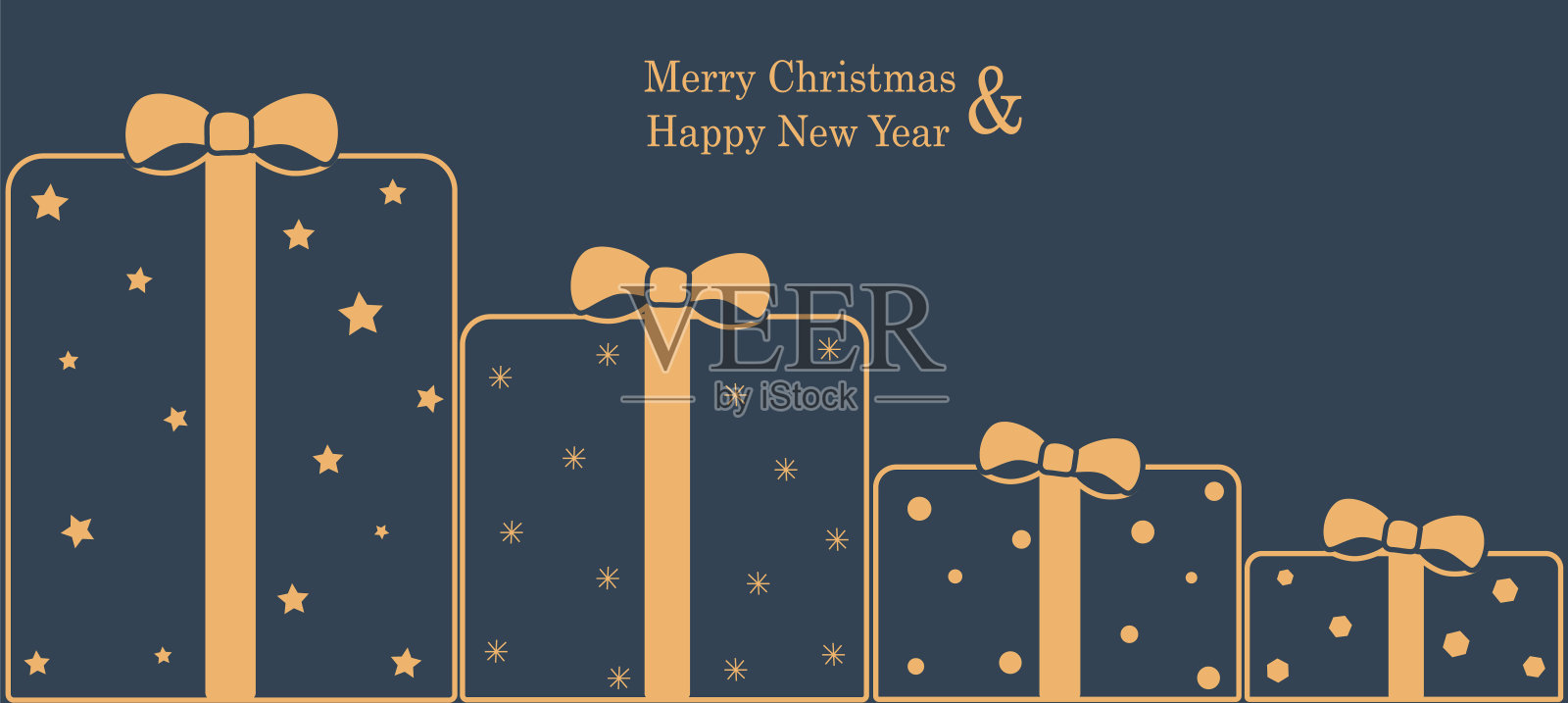 现代通用美术模板。圣诞贺卡和请柬快乐。深蓝色背景横幅。矢量插图。插画图片素材