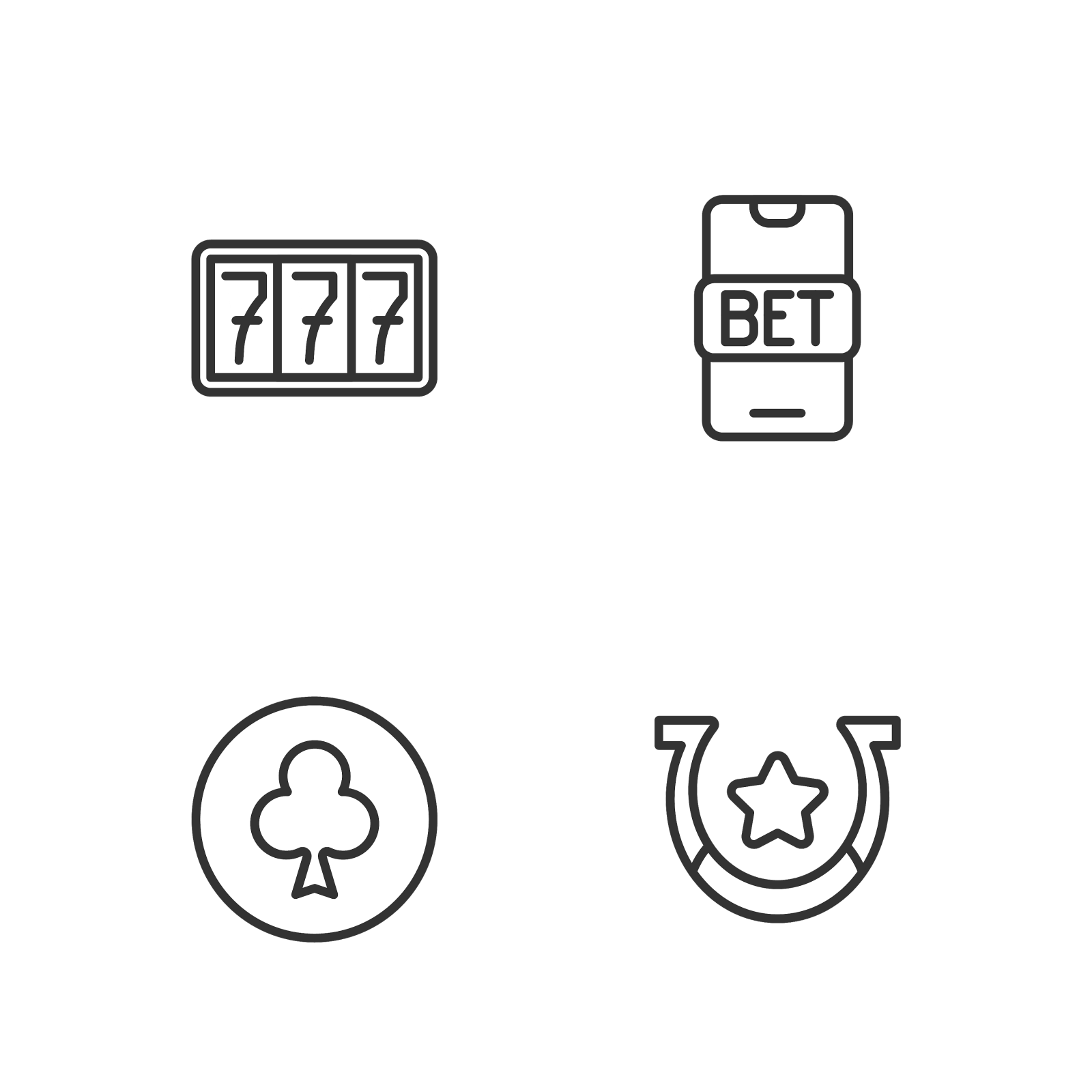 设置线马蹄形扑克牌与俱乐部符号设计元素图片