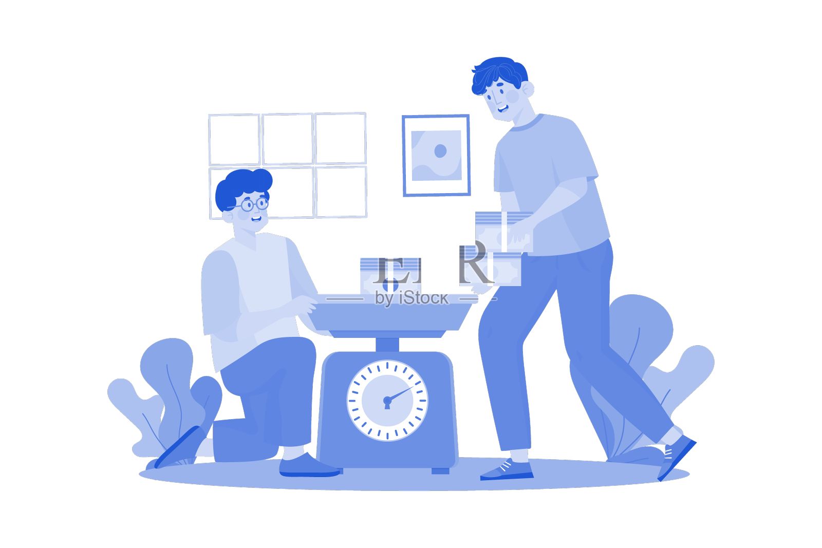 人把钱放在秤上设计元素图片