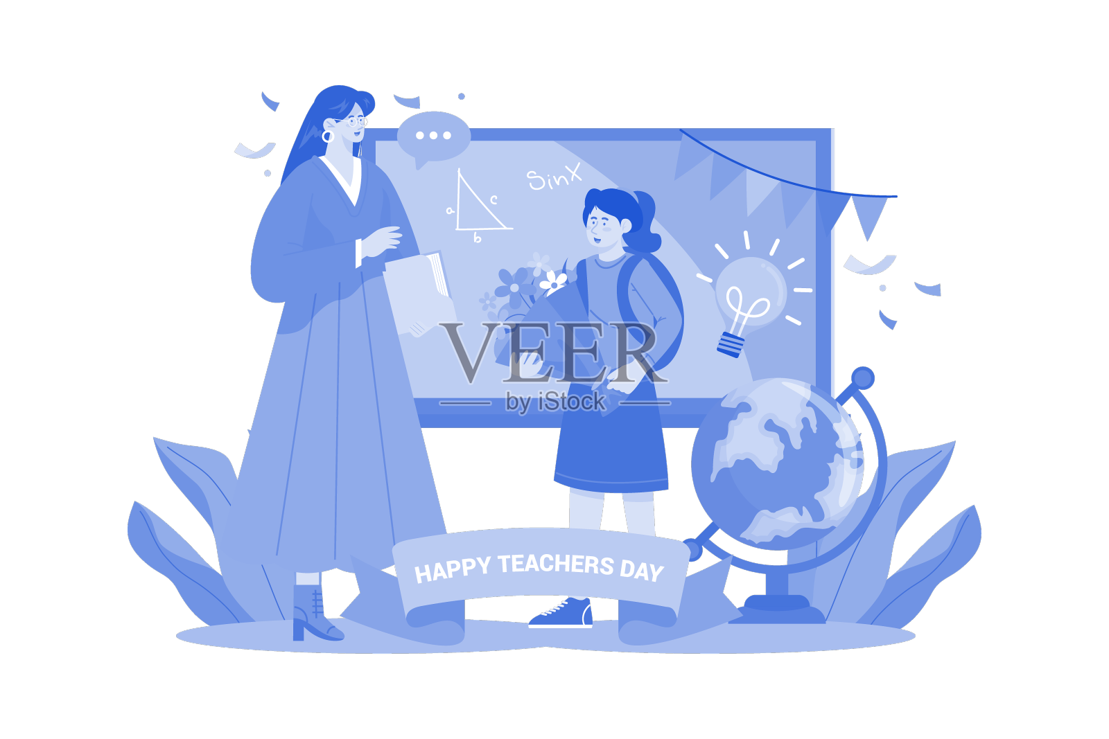 白色背景的教师节快乐概念设计元素图片