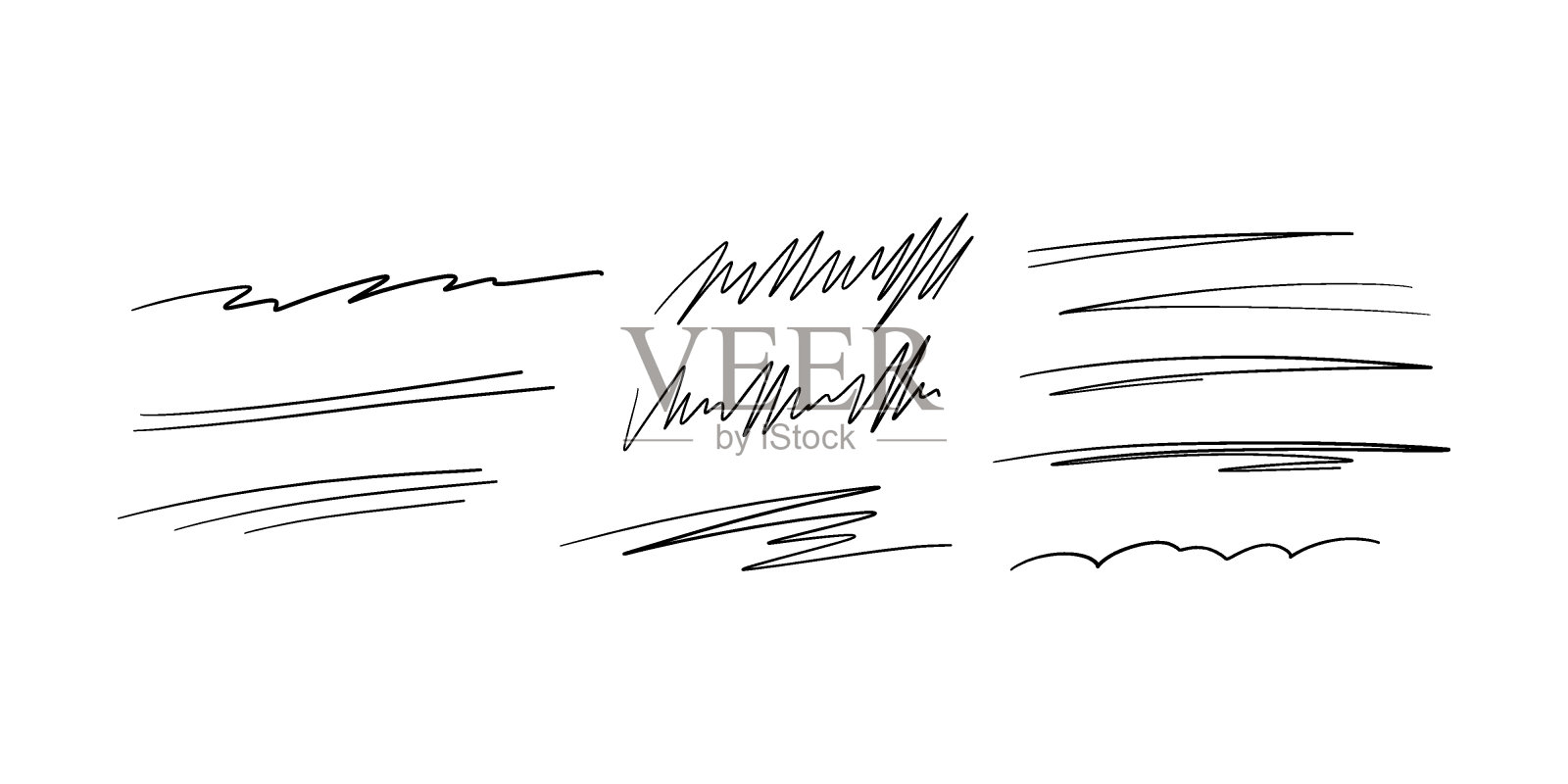 书法旋风波浪线矢量元素集插画图片素材