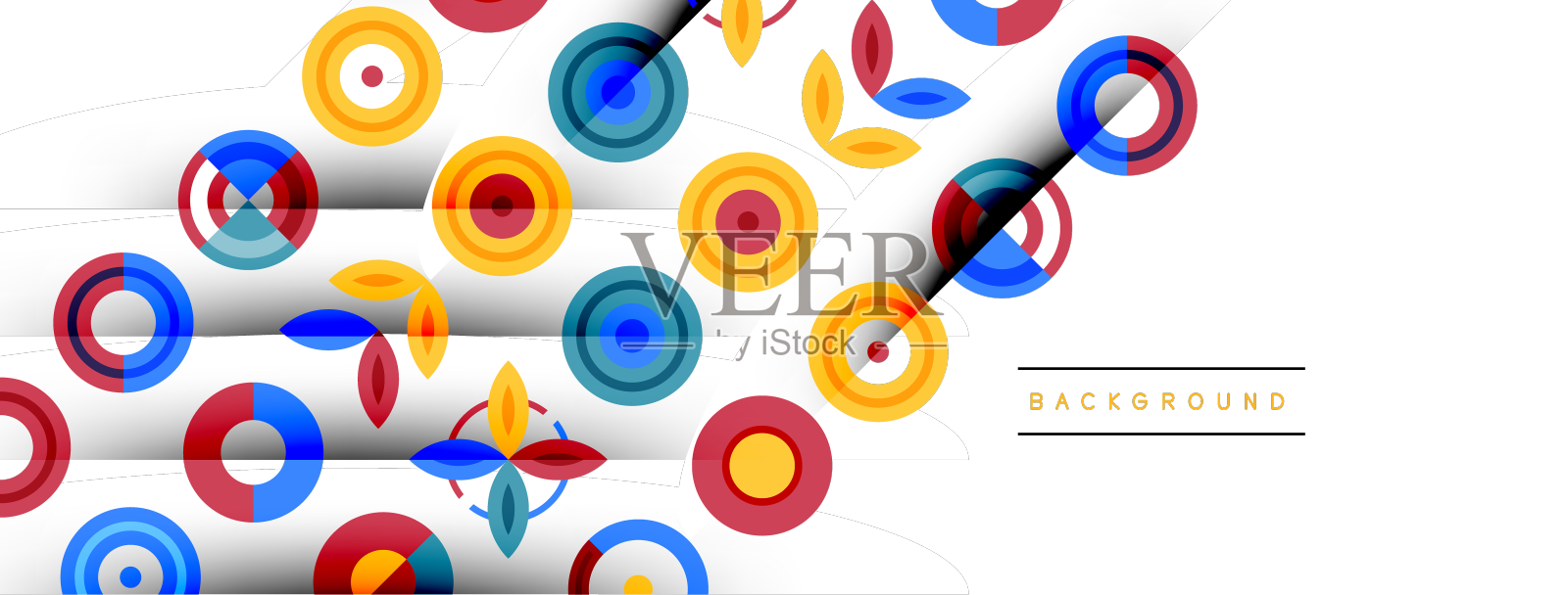 五颜六色的圆圈在一个网格组成抽象设计元素图片