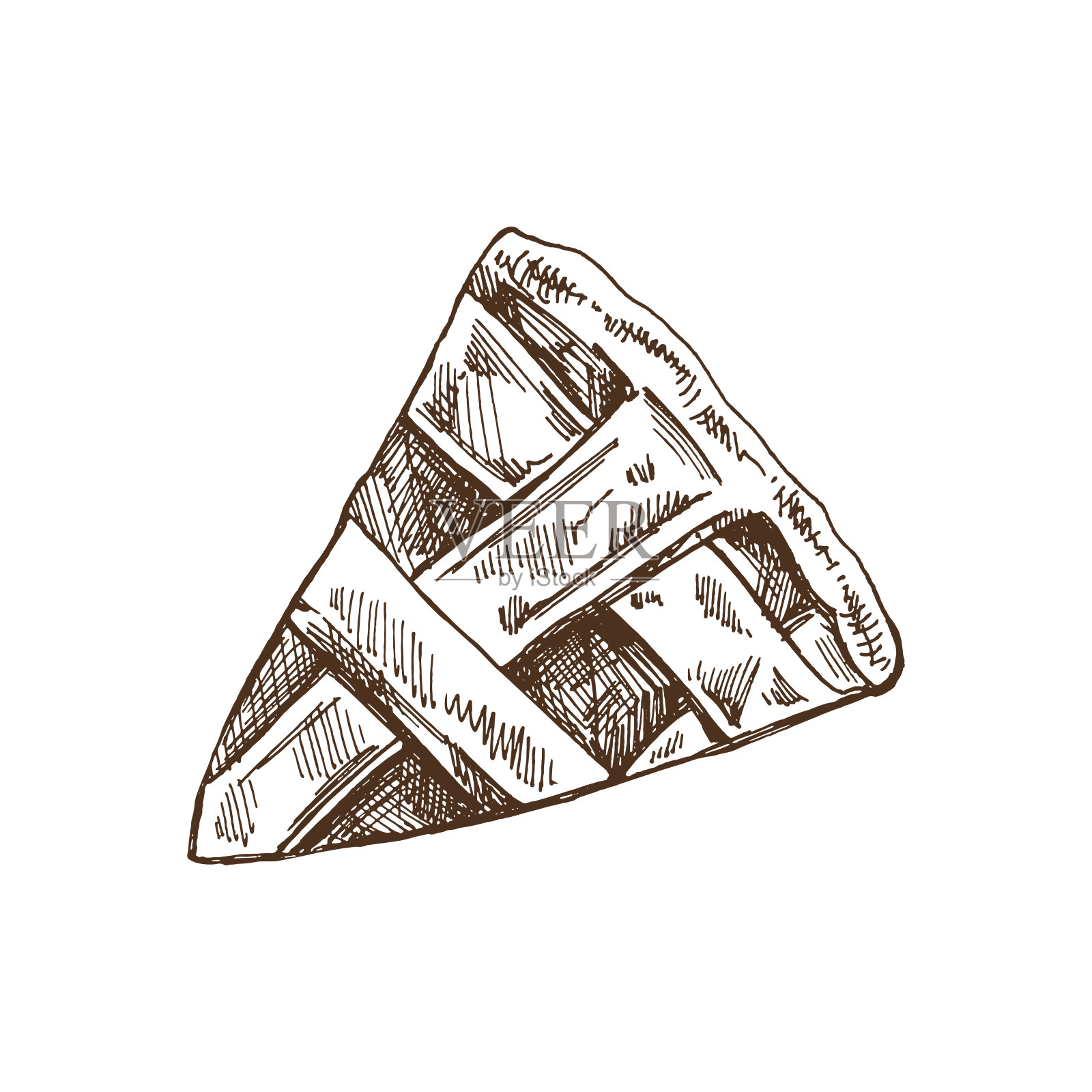 手绘的传统苹果派，上面有奶油。烘焙矢量插图。自制面包店绘图。甜品食谱，餐厅。感恩节，圣诞节的食物插画图片素材