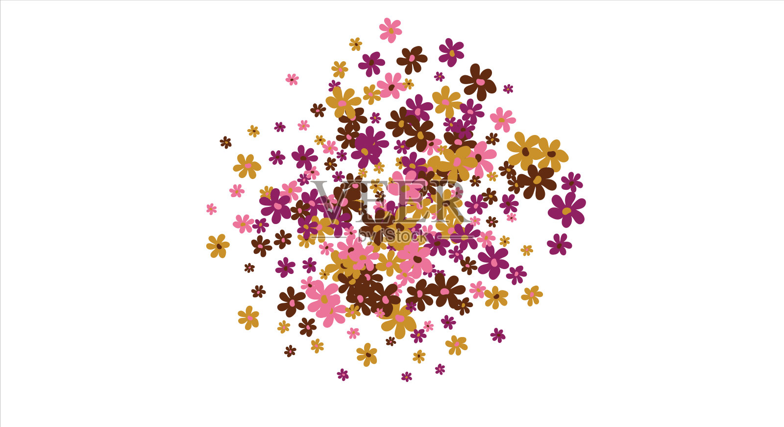 时尚的花架。春天的背景设计，色彩鲜艳的花朵，装饰美丽的花园。放文字的地方。设计明信片，邀请，网页。矢量图插画图片素材