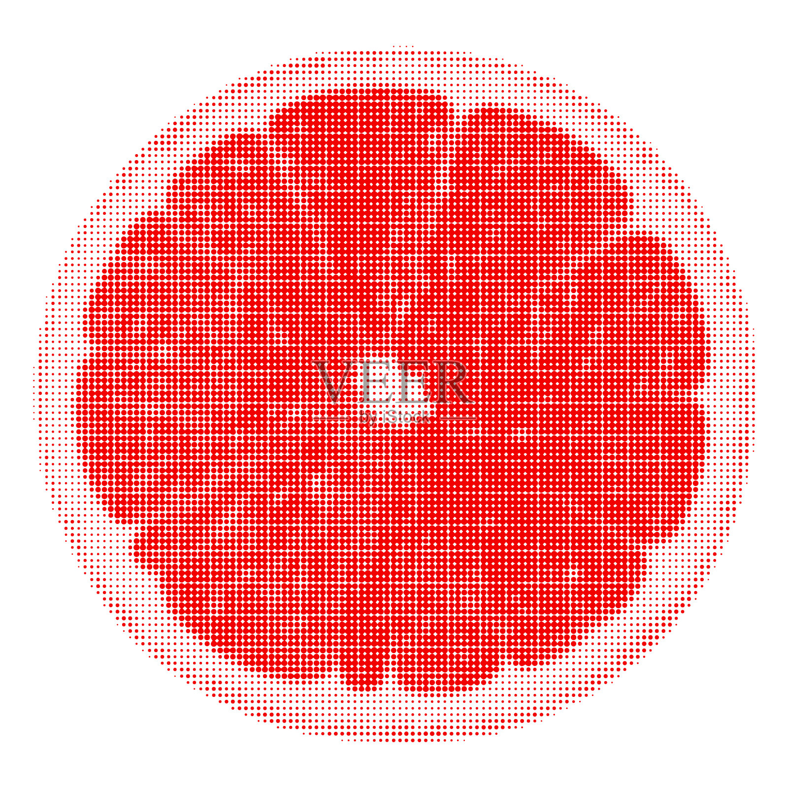 葡萄柚一切，由白色背景上大小不一的红圆点组成插画图片素材