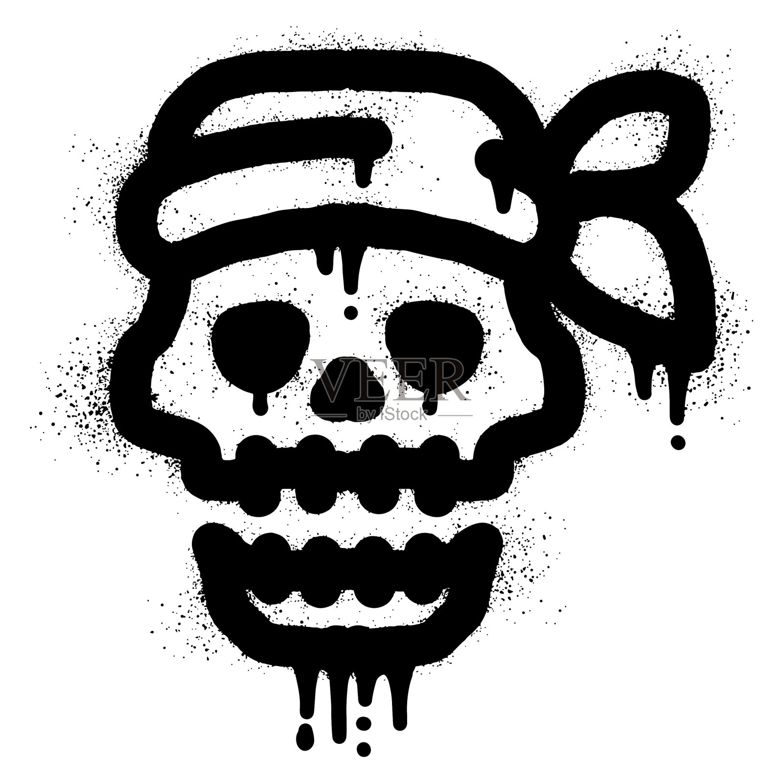 海盗头骨涂鸦用黑色喷漆插画图片素材