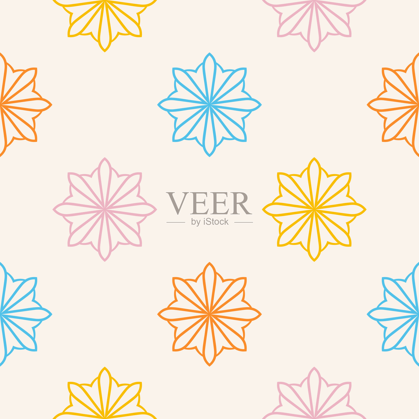 抽象无缝图案与曼陀罗花。圆点花纹。插画图片素材