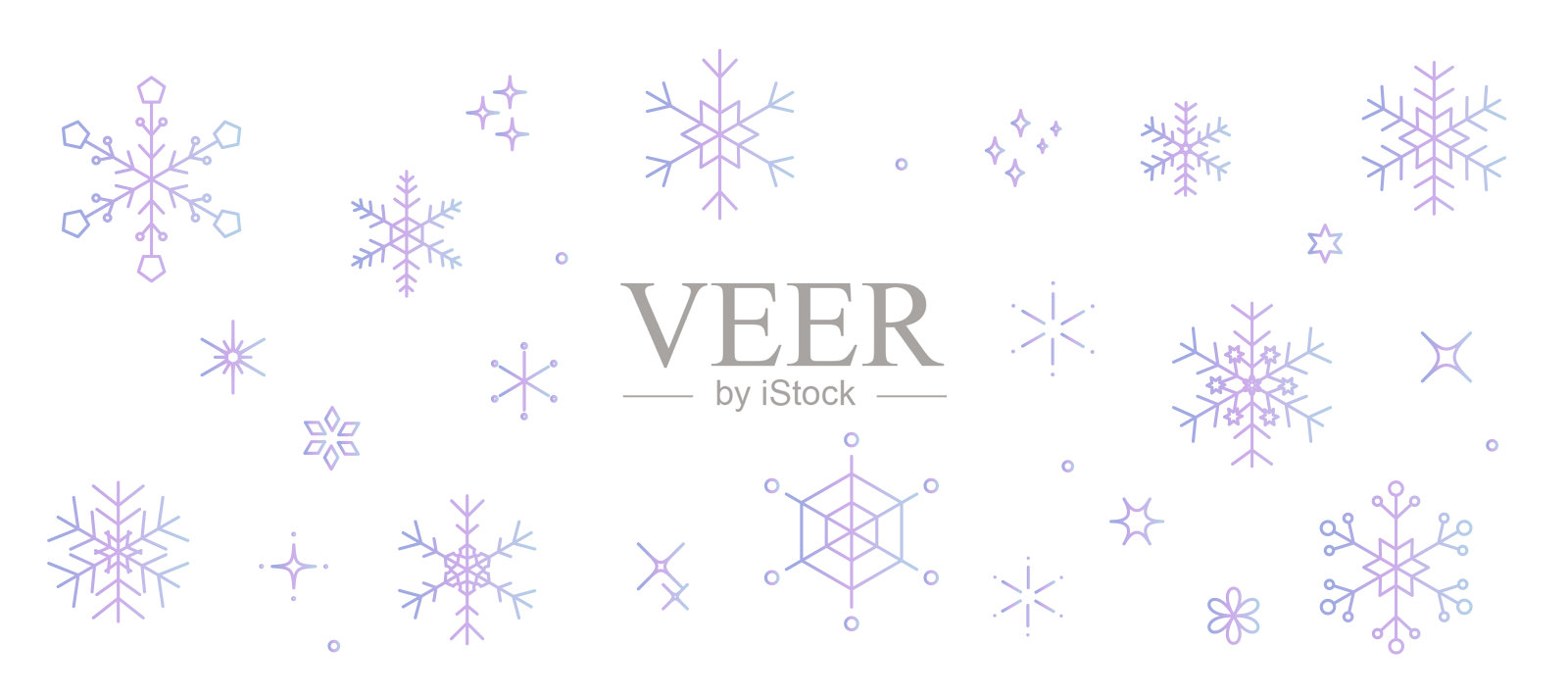 蓝色和紫色渐变雪花背景插图插画图片素材