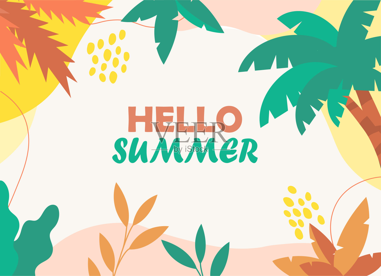 你好，夏季海报矢量插画图片素材