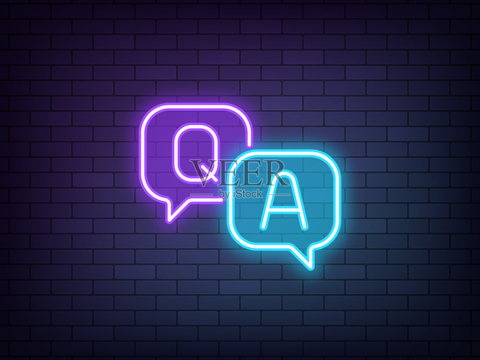 霓虹Q&A问答气泡图标插画图片素材