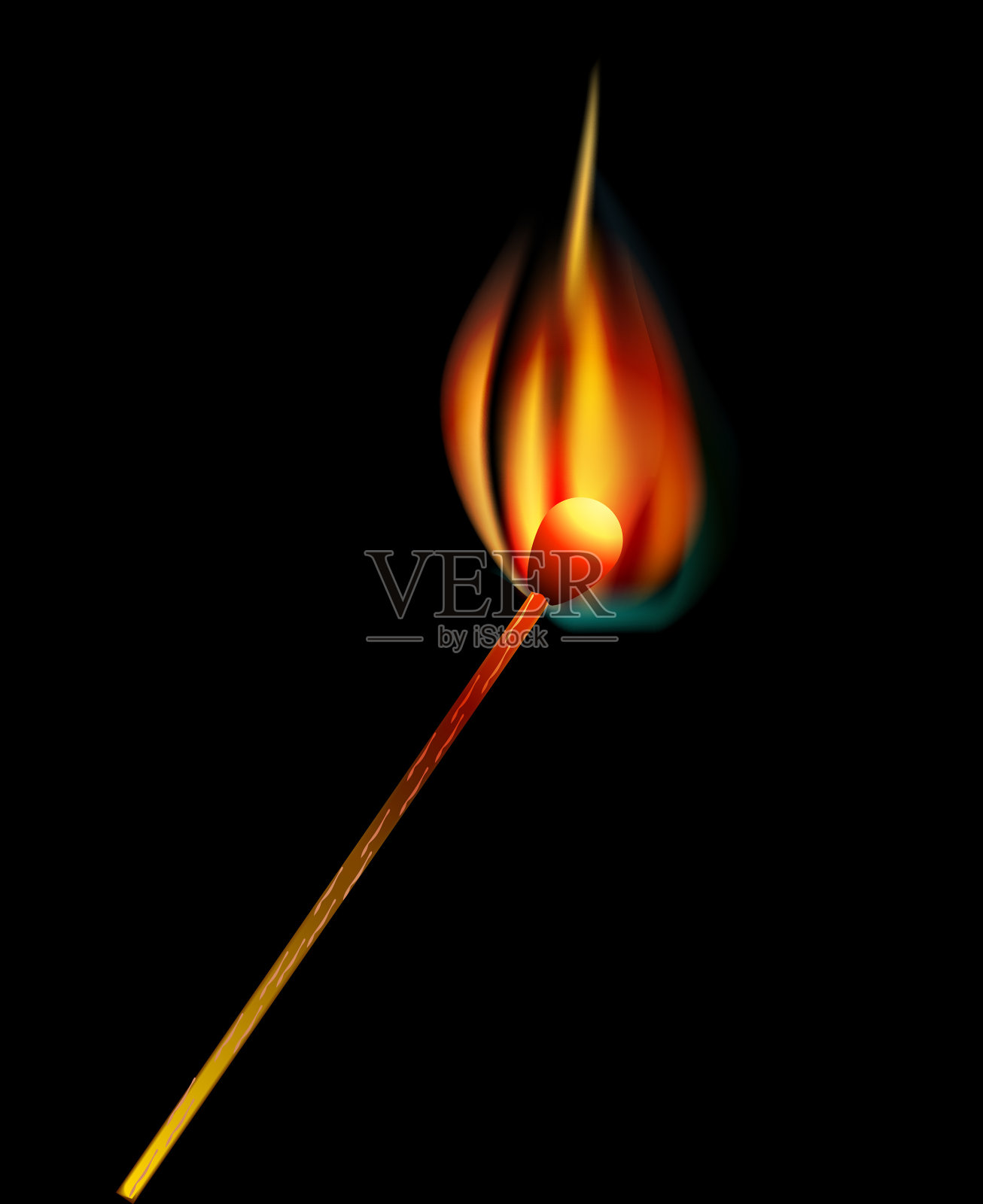 火柴棍插图与火焰插画图片素材