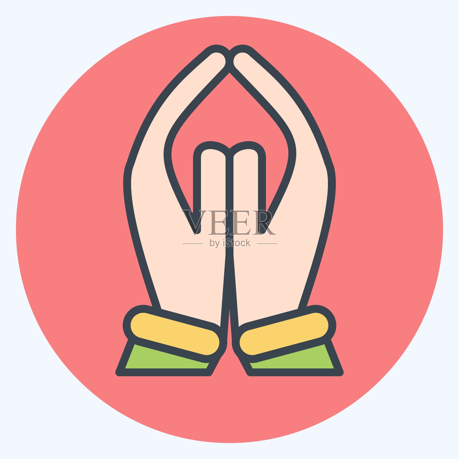 图标祈祷。与印度有关的符号。颜色搭配风格。简单的设计可编辑。简单的说明插画图片素材